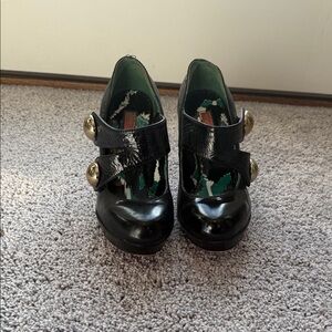 Betsey Johnson Black Heels with Gold Accents
